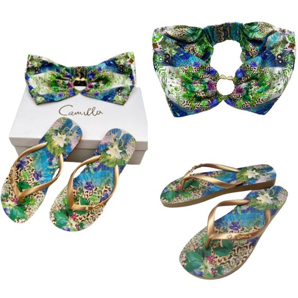 NIB Auc Camilla Ring headband and thongs bundle Sing My Song collection
